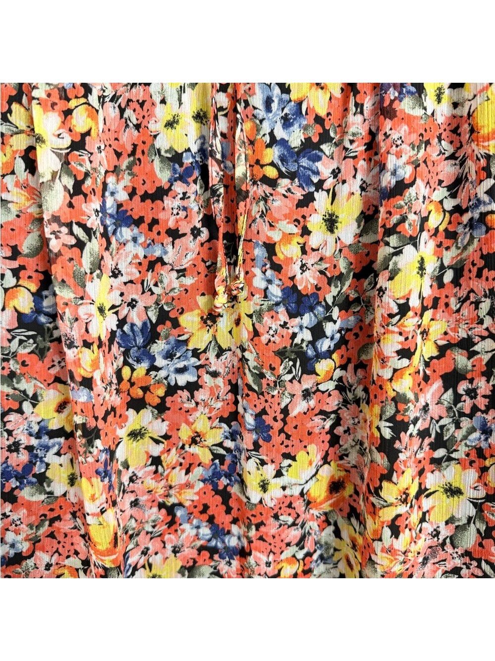 BCX Women’s Peach Floral Sheer Boho Blouse Top. Size L - Picture 4 of 7